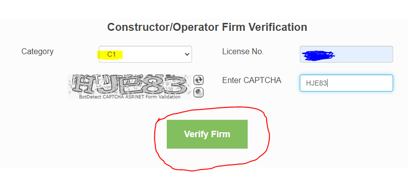 PEC verification portal contains a total of eight categories for contractors.
